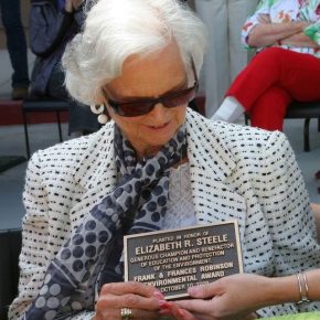 Elizabeth Steele plaque for tree planted at ENC in her honor